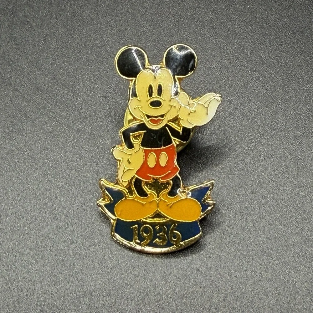 Vintage Through The Years 1936 Mickey Mouse Lapel Pin Walt Disney Disneyland USA